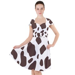 Cow Spots Brown White Cap Sleeve Midi Dress by ConteMonfrey