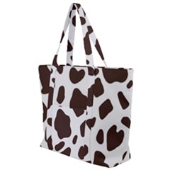 Cow Spots Brown White Zip Up Canvas Bag by ConteMonfrey