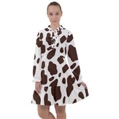 Cow Spots Brown White All Frills Chiffon Dress by ConteMonfrey