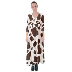 Cow Spots Brown White Button Up Maxi Dress by ConteMonfrey