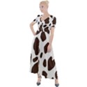 Cow spots brown white Button Up Short Sleeve Maxi Dress View1