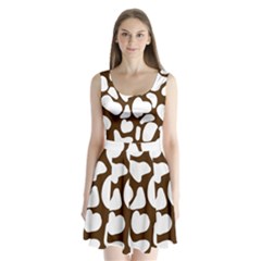 Brown White Cow Split Back Mini Dress  by ConteMonfrey