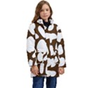 Brown white cow Kid s Hooded Longline Puffer Jacket View1