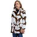 Brown white cow Kid s Hooded Longline Puffer Jacket View3