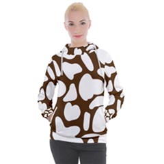 Brown White Cow Women s Hooded Pullover