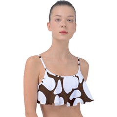 Brown White Cow Frill Bikini Top