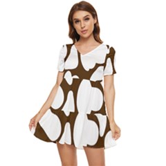 Brown White Cow Tiered Short Sleeve Babydoll Dress by ConteMonfrey