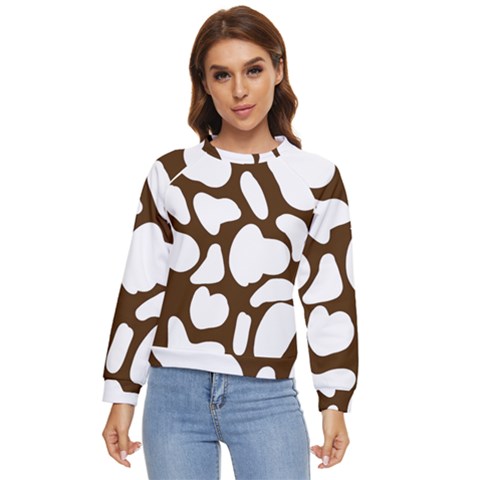 Brown White Cow Women s Long Sleeve Raglan Tee by ConteMonfrey