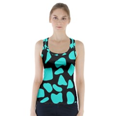 Blue Neon Cow Background   Racer Back Sports Top by ConteMonfrey