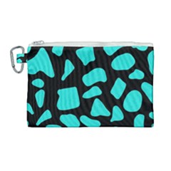 Blue Neon Cow Background   Canvas Cosmetic Bag (large) by ConteMonfrey