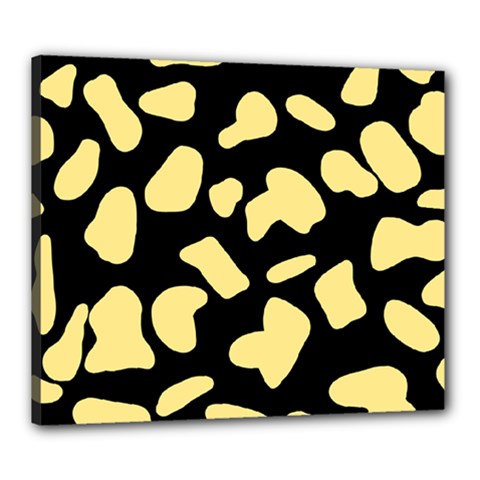 Cow Yellow Black Canvas 24  X 20  (stretched) by ConteMonfrey