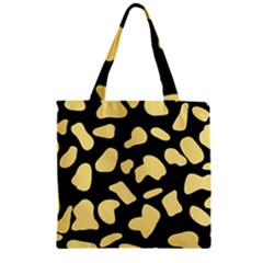 Cow yellow black Zipper Grocery Tote Bag