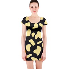 Cow Yellow Black Short Sleeve Bodycon Dress by ConteMonfrey