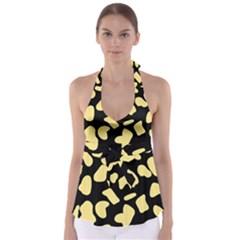 Cow Yellow Black Babydoll Tankini Top by ConteMonfrey