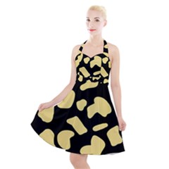 Cow yellow black Halter Party Swing Dress 