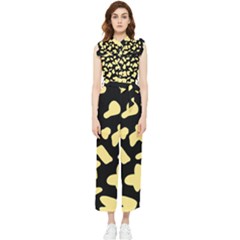 Cow Yellow Black Women s Frill Top Chiffon Jumpsuit by ConteMonfrey