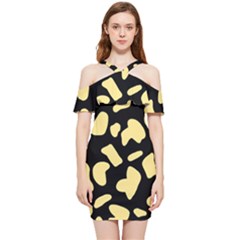 Cow Yellow Black Shoulder Frill Bodycon Summer Dress by ConteMonfrey