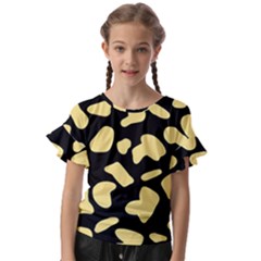 Cow Yellow Black Kids  Cut Out Flutter Sleeves by ConteMonfrey