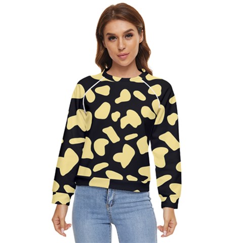 Cow Yellow Black Women s Long Sleeve Raglan Tee by ConteMonfrey