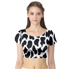 Cow Black And White Spots Short Sleeve Crop Top by ConteMonfrey