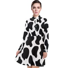 Cow Black And White Spots Long Sleeve Chiffon Shirt Dress by ConteMonfrey