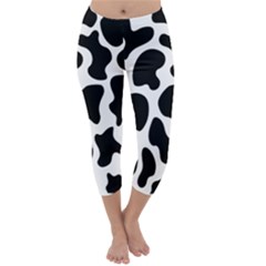 Cow Black And White Spots Capri Winter Leggings  by ConteMonfrey