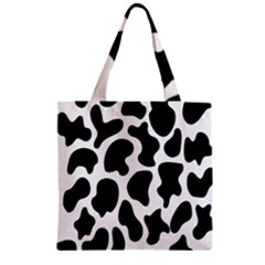 Cow Black And White Spots Zipper Grocery Tote Bag by ConteMonfrey