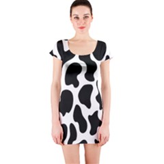 Cow Black And White Spots Short Sleeve Bodycon Dress by ConteMonfrey