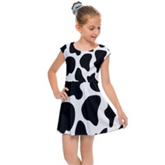 Cow Black And White Spots Kids  Cap Sleeve Dress by ConteMonfrey