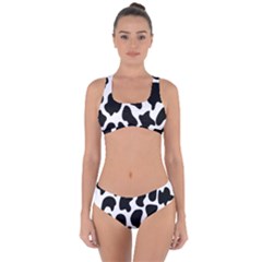 Cow Black And White Spots Criss Cross Bikini Set by ConteMonfrey