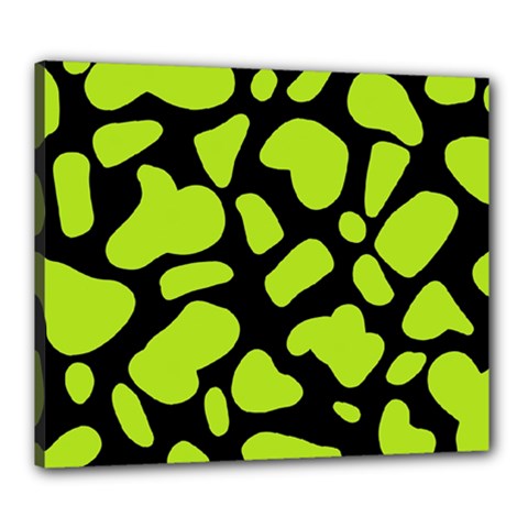 Neon Green Cow Spots Canvas 24  X 20  (stretched) by ConteMonfrey