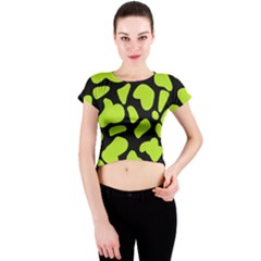 Neon Green Cow Spots Crew Neck Crop Top by ConteMonfrey