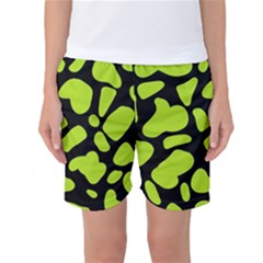 Neon Green Cow Spots Women s Basketball Shorts by ConteMonfrey