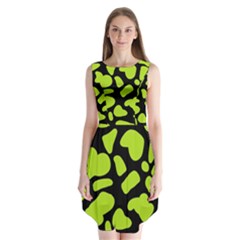 Neon Green Cow Spots Sleeveless Chiffon Dress   by ConteMonfrey