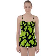 Neon Green Cow Spots Babydoll Tankini Set by ConteMonfrey