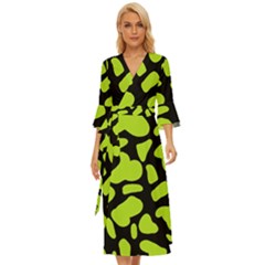 Neon Green Cow Spots Midsummer Wrap Dress by ConteMonfrey