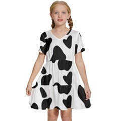 Black And White Spots Kids  Short Sleeve Tiered Mini Dress by ConteMonfrey