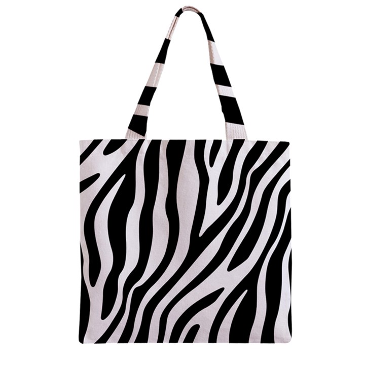 Zebra Vibes Animal Print Zipper Grocery Tote Bag