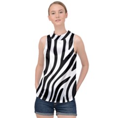 Zebra Vibes Animal Print High Neck Satin Top by ConteMonfrey