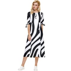 Zebra Vibes Animal Print Bow Sleeve Chiffon Midi Dress by ConteMonfrey