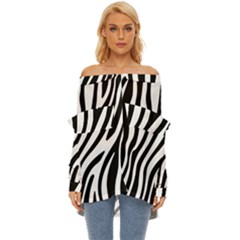 Zebra Vibes Animal Print Off Shoulder Chiffon Pocket Shirt by ConteMonfrey