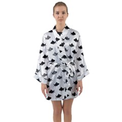 Cute Small Sharks  Long Sleeve Satin Kimono