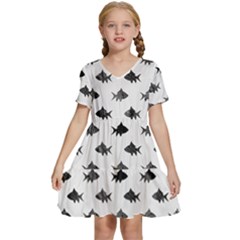 Cute Small Sharks  Kids  Short Sleeve Tiered Mini Dress