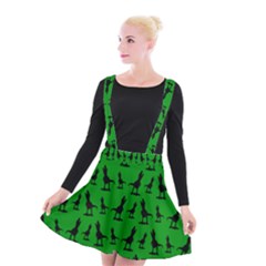 Green Dinos Suspender Skater Skirt by ConteMonfrey