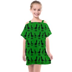 Green dinos Kids  One Piece Chiffon Dress