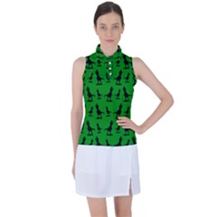 Green dinos Women s Sleeveless Polo Tee