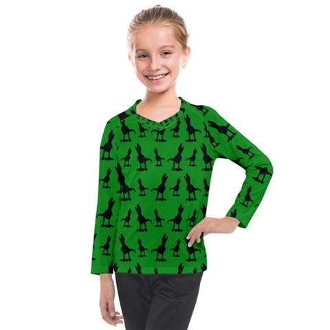 Green Dinos Kids  Long Mesh Tee by ConteMonfrey