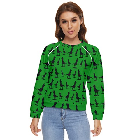 Green Dinos Women s Long Sleeve Raglan Tee by ConteMonfrey