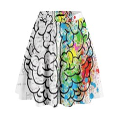 Brain Mind Psychology Idea Drawing High Waist Skirt by Wegoenart