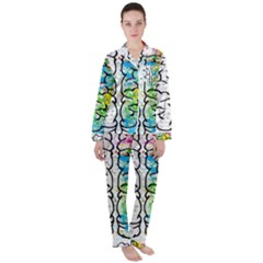 Brain Mind Psychology Idea Drawing Satin Long Sleeve Pajamas Set by Wegoenart